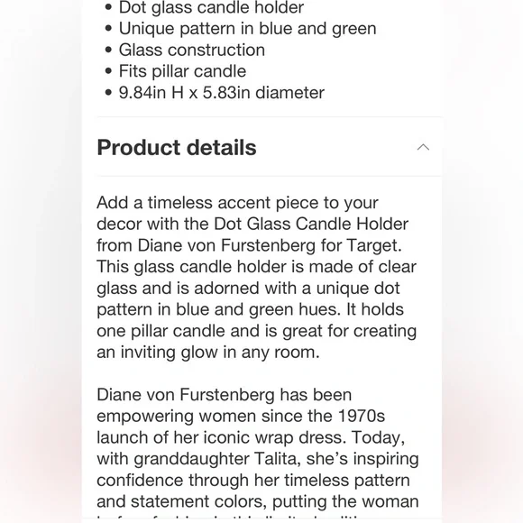 DVF NWT dot glass candle holder -9.84x5.83 - Picture 4 of 8